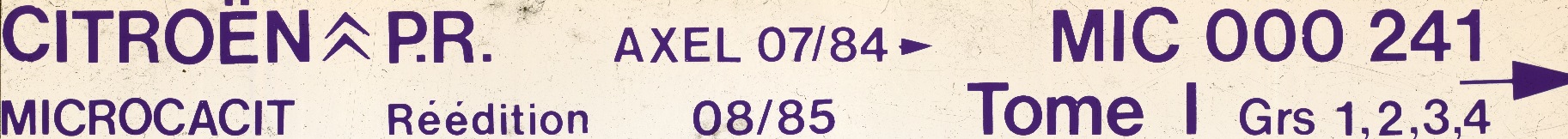 MIC000241 Catalogue pièces rechange Citroën Axel 07/84► 08/85