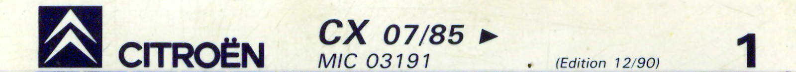 MIC03191 Catalogue pièces rechange Citroën CX 07/85► 12/90